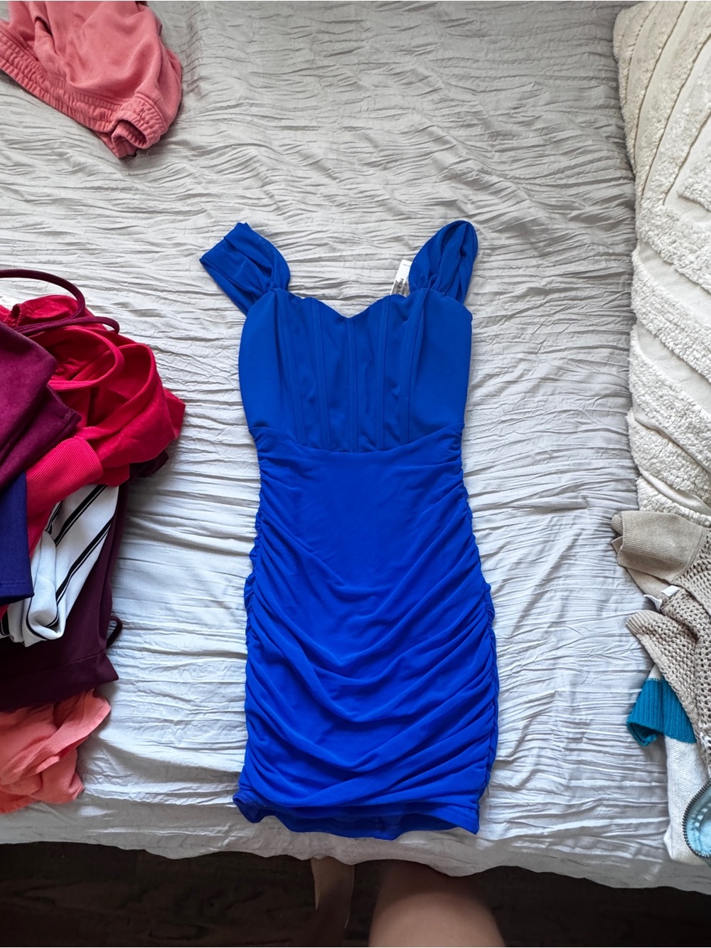 Royal Blue Ruched Mini Dress - Unbranded